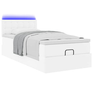 Ottoman Κρεβάτι με στρώματα & LED Καθαρό Λευκό Faux Leather - Pakobazaar