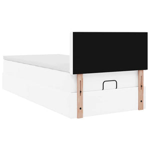 Ottoman Κρεβάτι με στρώματα & LED Καθαρό Λευκό Faux Leather - Pakobazaar