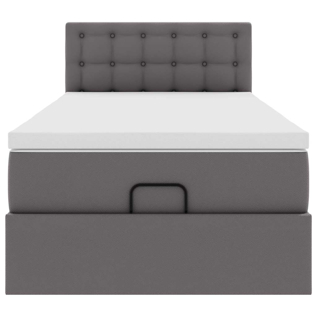 Οθωμανικό κρεβάτι με στρώματα & LEDs Γκρι 80x200cm Faux Leather - Pakobazaar