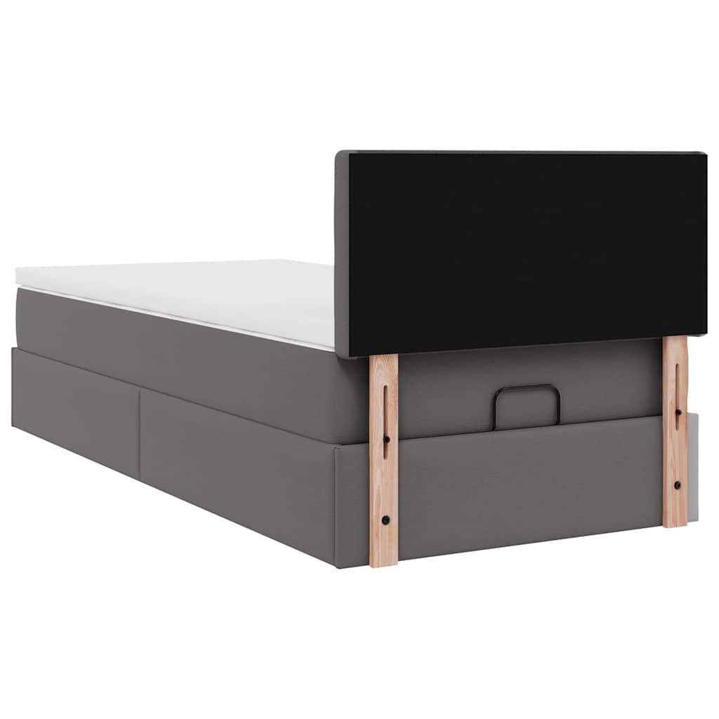 Οθωμανικό κρεβάτι με στρώματα & LEDs Γκρι 80x200cm Faux Leather - Pakobazaar