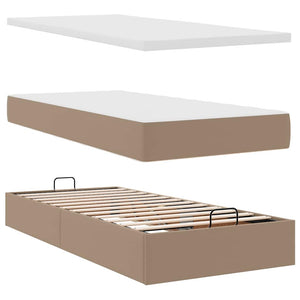 Οθωμανικό κρεβάτι με στρώματα & LEDs Cappuccino Faux Leather - Pakobazaar