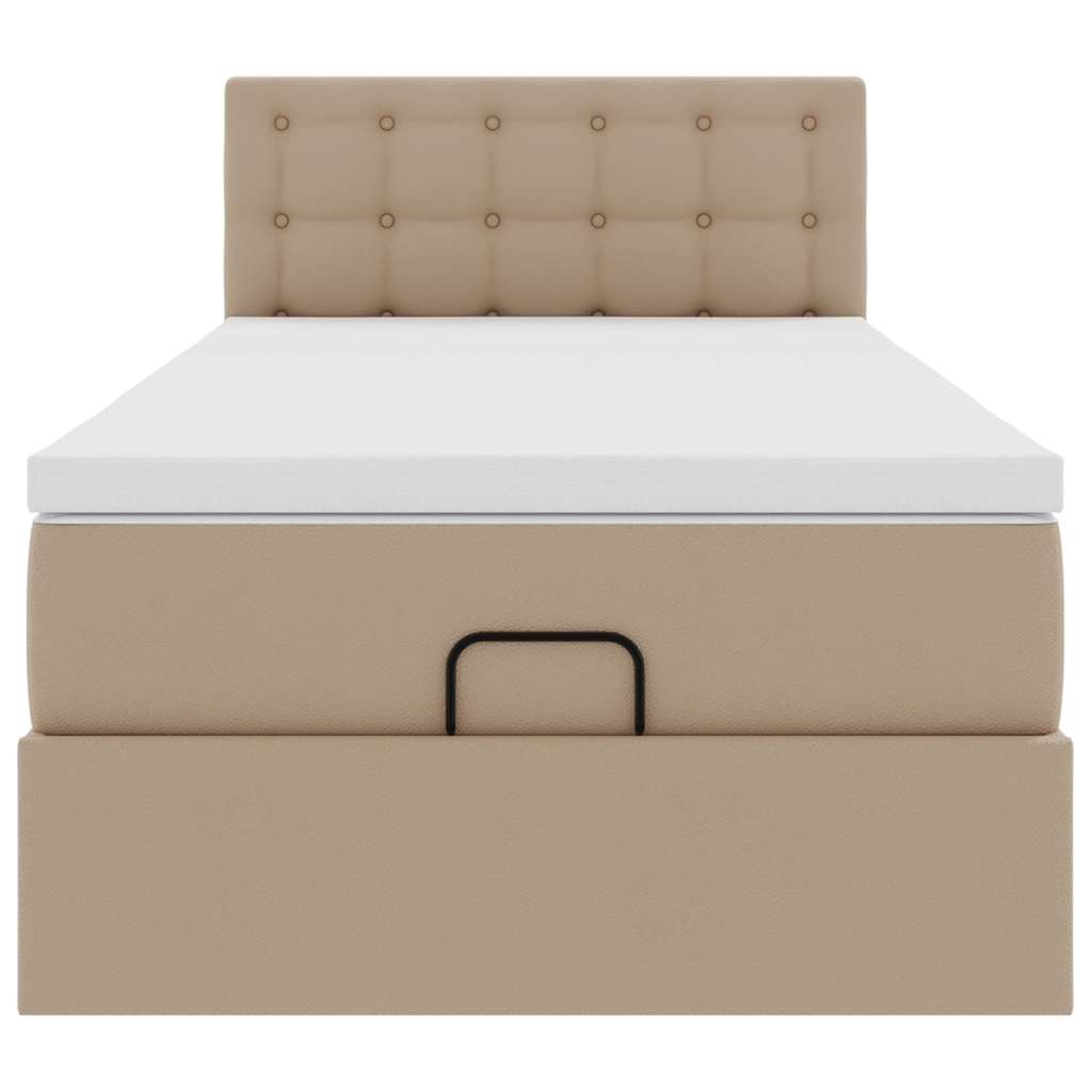 Οθωμανικό κρεβάτι με στρώματα & LEDs Cappuccino Faux Leather - Pakobazaar