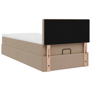 Οθωμανικό κρεβάτι με στρώματα & LEDs Cappuccino Faux Leather - Pakobazaar