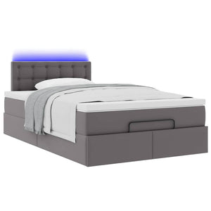 Οθωμανικό κρεβάτι με στρώματα & LEDs Γκρι Faux Leather