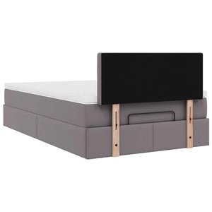 Οθωμανικό κρεβάτι με στρώματα & LEDs Γκρι Faux Leather