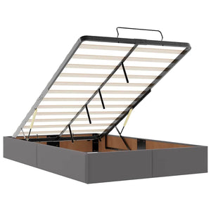 Οθωμανικό κρεβάτι με στρώματα & LEDs Γκρι Faux Leather