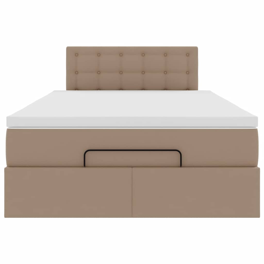 Οθωμανικό κρεβάτι με στρώματα & LEDs Cappuccino Faux Leather - Pakobazaar