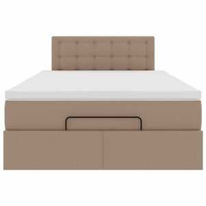 Οθωμανικό κρεβάτι με στρώματα & LEDs Cappuccino Faux Leather - Pakobazaar