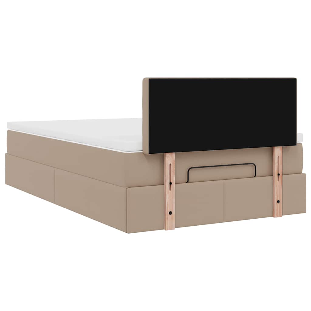Οθωμανικό κρεβάτι με στρώματα & LEDs Cappuccino Faux Leather - Pakobazaar