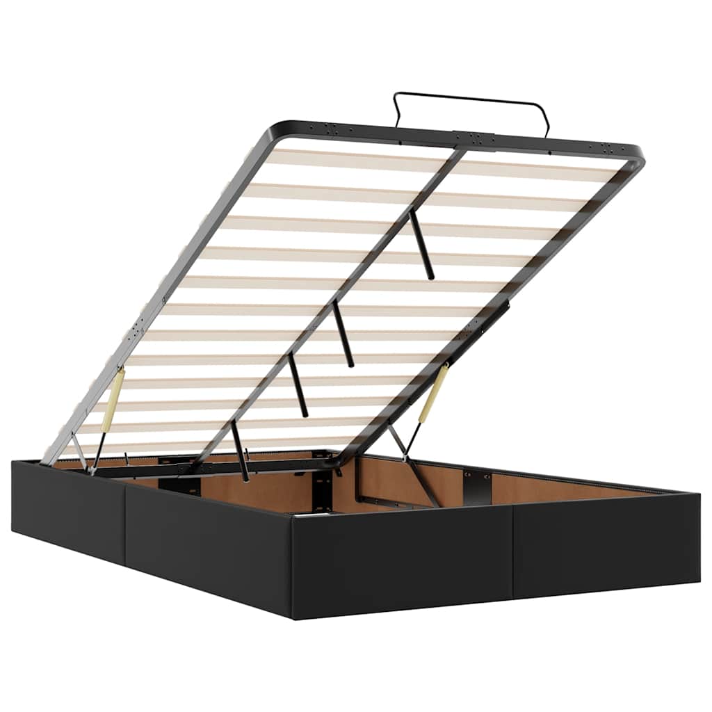 Οθωμανικό κρεβάτι με στρώματα & LEDs Μαύρο Faux Leather - Pakobazaar