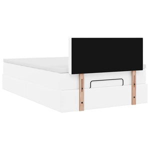 Ottoman Κρεβάτι με στρώματα & LED Καθαρό Λευκό Faux Leather - Pakobazaar