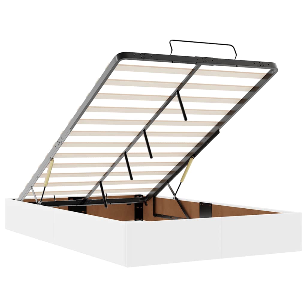 Ottoman Κρεβάτι με στρώματα & LED Καθαρό Λευκό Faux Leather - Pakobazaar