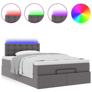 Οθωμανικό κρεβάτι με στρώματα & LEDs Γκρι Faux Leather - Pakobazaar