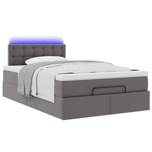 Οθωμανικό κρεβάτι με στρώματα & LEDs Γκρι Faux Leather - Pakobazaar