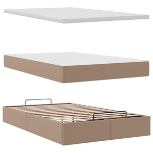 Οθωμανικό κρεβάτι με στρώματα & LEDs Cappuccino Faux Leather - Pakobazaar