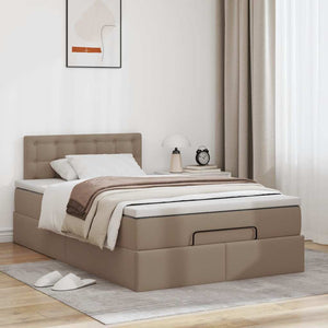 Οθωμανικό κρεβάτι με στρώματα & LEDs Cappuccino Faux Leather - Pakobazaar
