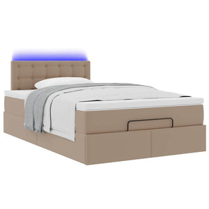 Οθωμανικό κρεβάτι με στρώματα & LEDs Cappuccino Faux Leather - Pakobazaar