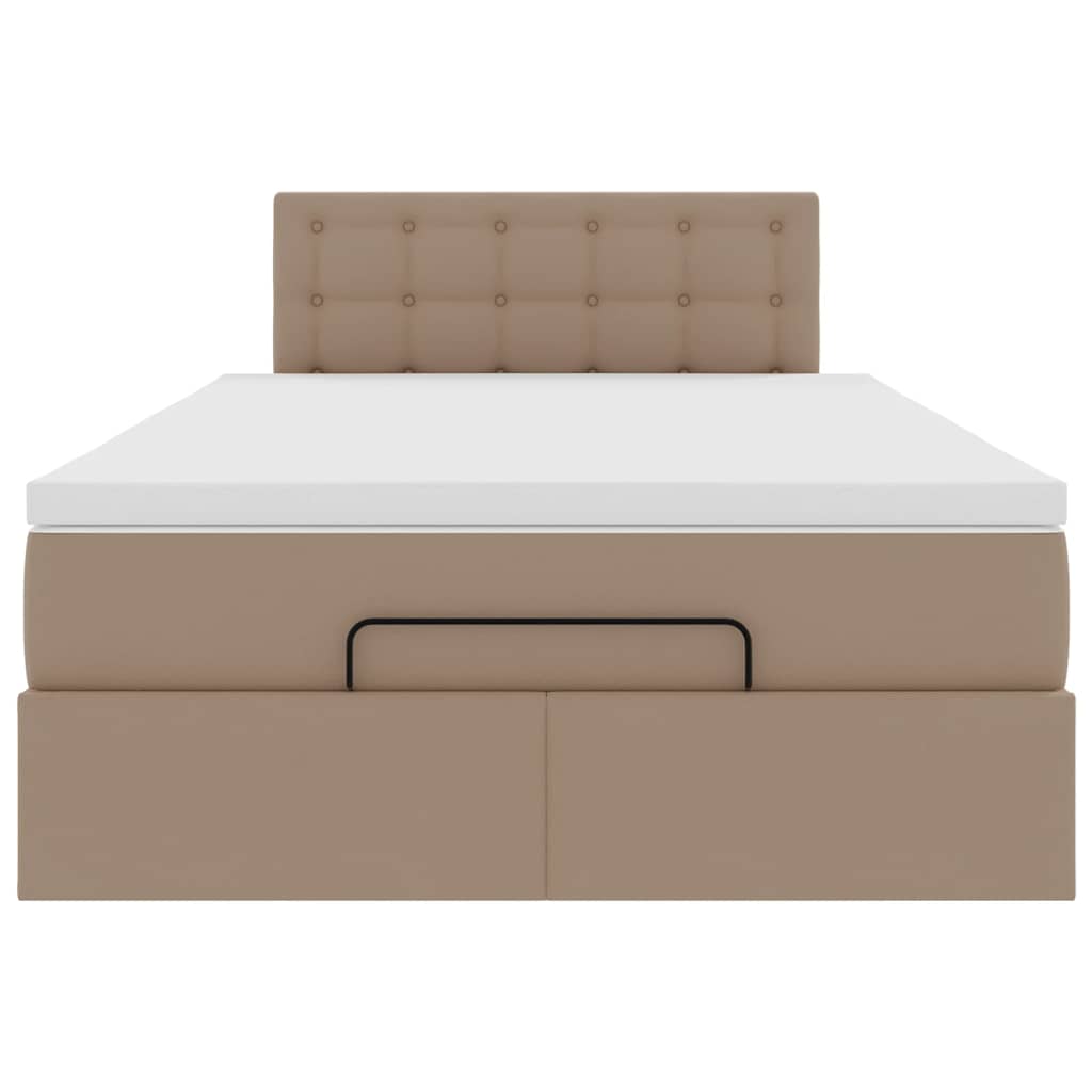 Οθωμανικό κρεβάτι με στρώματα & LEDs Cappuccino Faux Leather - Pakobazaar