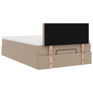 Οθωμανικό κρεβάτι με στρώματα & LEDs Cappuccino Faux Leather - Pakobazaar