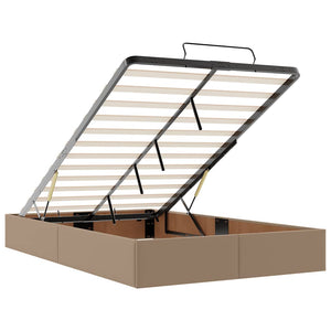 Οθωμανικό κρεβάτι με στρώματα & LEDs Cappuccino Faux Leather - Pakobazaar