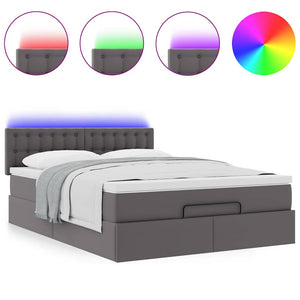 Οθωμανικό κρεβάτι με στρώματα & LEDs Γκρι Faux Leather - Pakobazaar