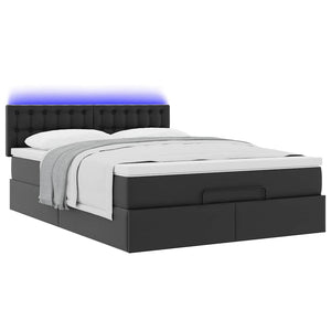 Οθωμανικό κρεβάτι με στρώματα & LEDs Μαύρο Faux Leather - Pakobazaar
