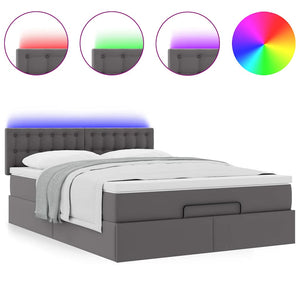Οθωμανικό κρεβάτι με στρώματα & LEDs Γκρι Faux Leather - Pakobazaar