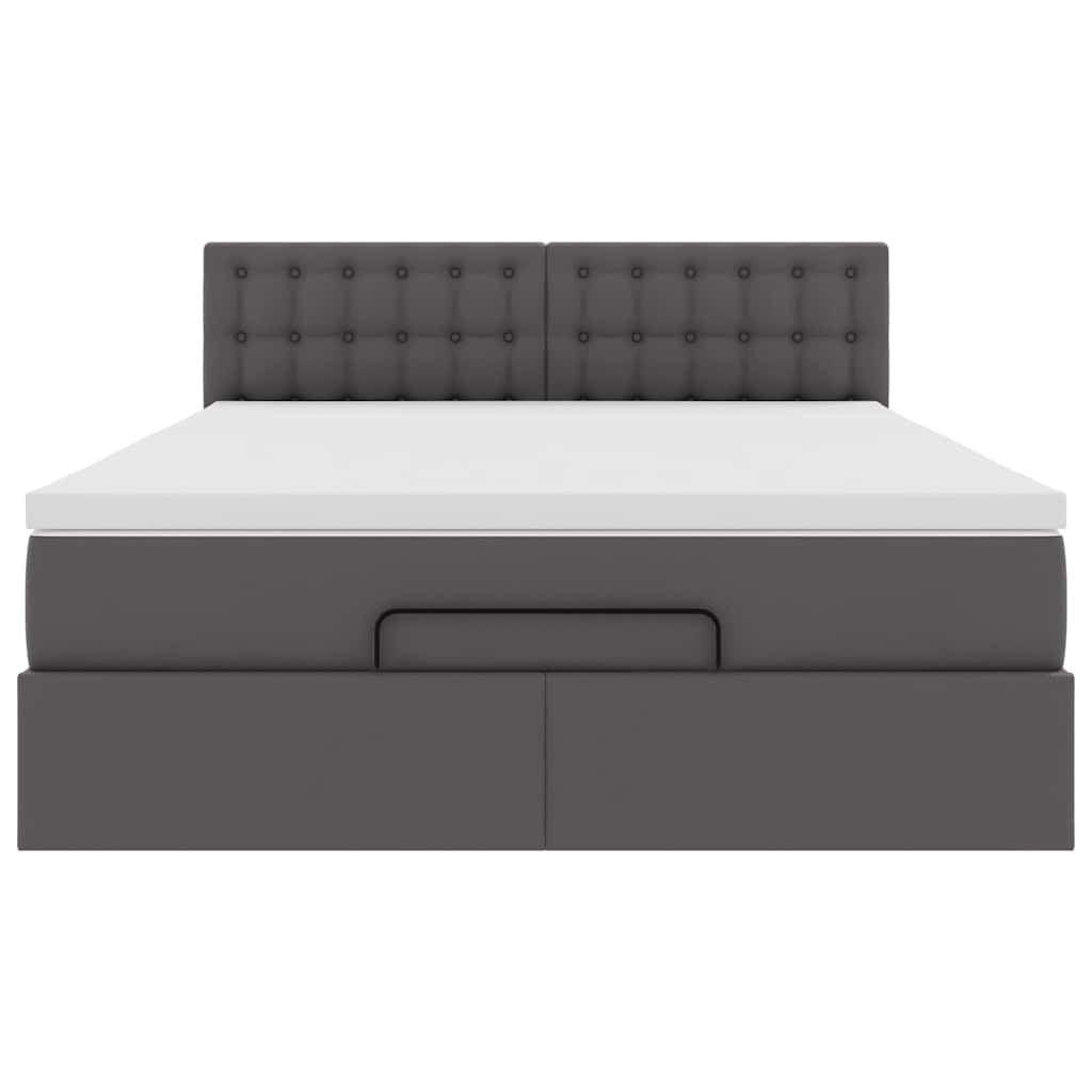 Οθωμανικό κρεβάτι με στρώματα & LEDs Γκρι Faux Leather - Pakobazaar