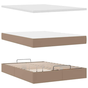 Οθωμανικό κρεβάτι με στρώματα & LEDs Cappuccino Faux Leather - Pakobazaar