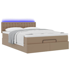 Οθωμανικό κρεβάτι με στρώματα & LEDs Cappuccino Faux Leather - Pakobazaar