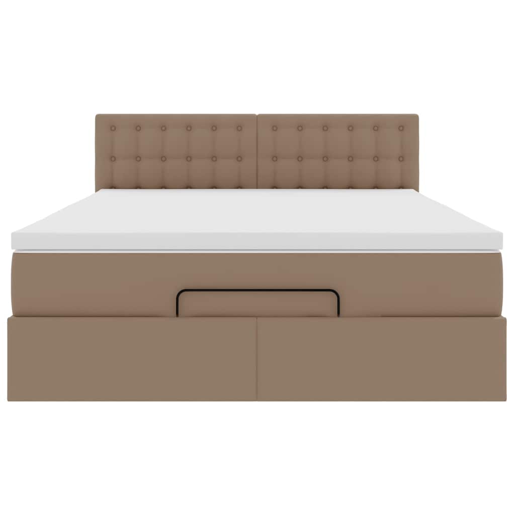 Οθωμανικό κρεβάτι με στρώματα & LEDs Cappuccino Faux Leather - Pakobazaar