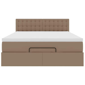 Οθωμανικό κρεβάτι με στρώματα & LEDs Cappuccino Faux Leather - Pakobazaar