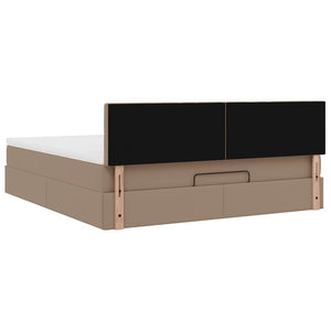 Οθωμανικό κρεβάτι με στρώματα & LEDs Cappuccino Faux Leather