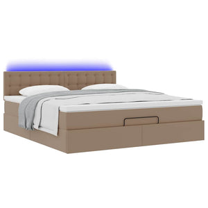 Οθωμανικό κρεβάτι με στρώματα & LEDs Cappuccino Faux Leather
