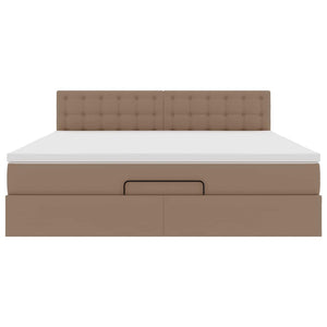 Οθωμανικό κρεβάτι με στρώματα & LEDs Cappuccino Faux Leather