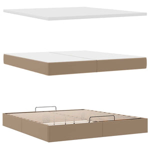 Οθωμανικό κρεβάτι με στρώματα & LEDs Cappuccino Faux Leather - Pakobazaar