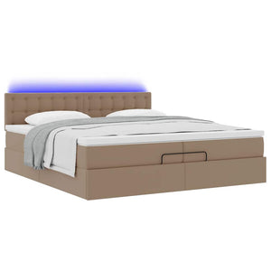 Οθωμανικό κρεβάτι με στρώματα & LEDs Cappuccino Faux Leather - Pakobazaar