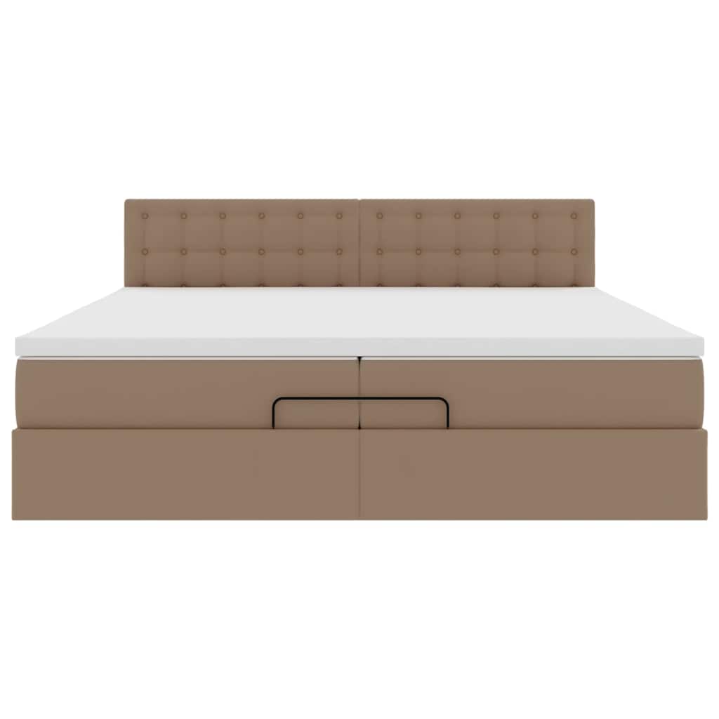 Οθωμανικό κρεβάτι με στρώματα & LEDs Cappuccino Faux Leather