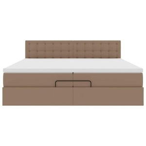 Οθωμανικό κρεβάτι με στρώματα & LEDs Cappuccino Faux Leather - Pakobazaar
