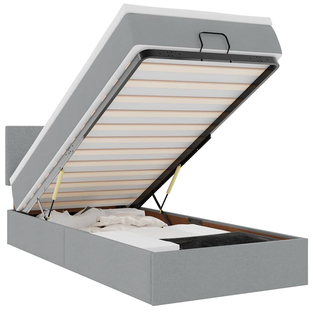 Οθωμανικό κρεβάτι με στρώμα & LEDs Ανοιχτό γκρι 80x200cm ύφασμα - Pakobazaar