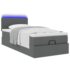 Οθωμανικό κρεβάτι με στρώμα & LEDs Σκούρο γκρι 80x200cm ύφασμα - Pakobazaar