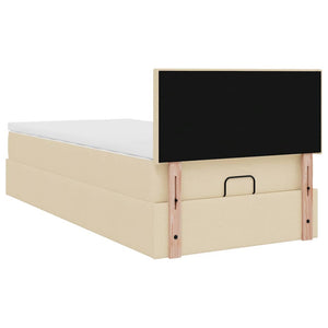 Οθωμανικό κρεβάτι με στρώμα & LEDs Cream 90x190cm ύφασμα - Pakobazaar