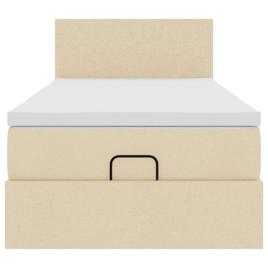 Οθωμανικό κρεβάτι με στρώμα & LEDs Cream 90x190cm ύφασμα - Pakobazaar