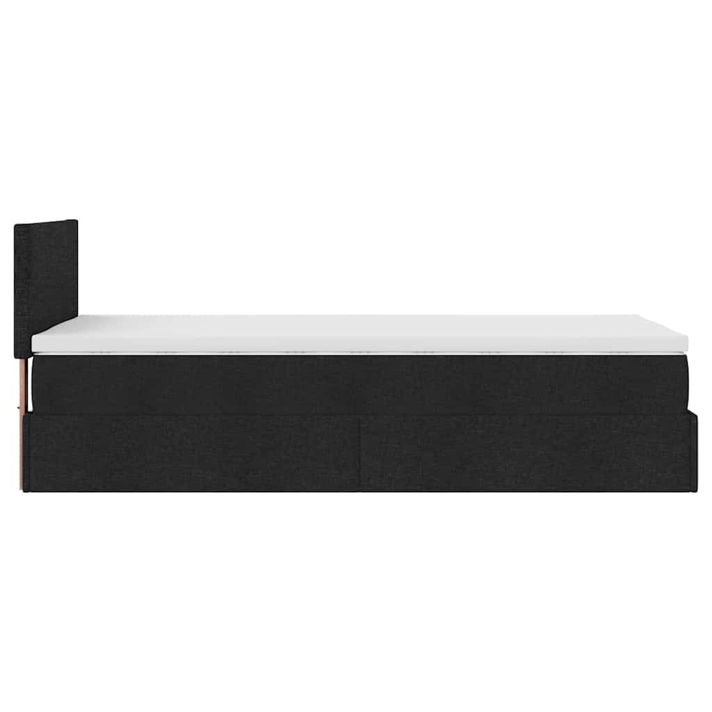 Οθωμανικό κρεβάτι με στρώμα & LEDs Μαύρο 90x200 cm Ύφασμα