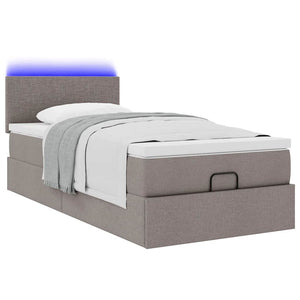 Οθωμανικό κρεβάτι με στρώμα & LEDs Taupe 100x200 cm Ύφασμα