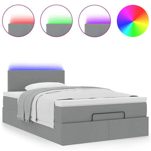 Οθωμανικό κρεβάτι με στρώμα & LEDs Ανοιχτό γκρι Ύφασμα - Pakobazaar