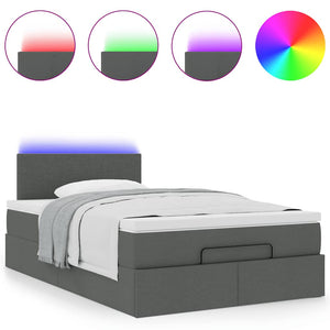 Οθωμανικό κρεβάτι με στρώμα & LEDs Σκούρο γκρι 120x190cm Ύφασμα - Pakobazaar