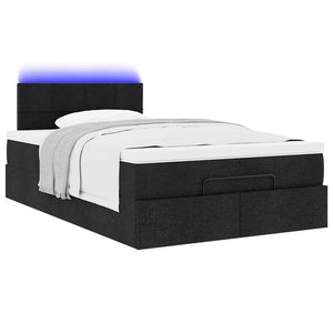 Οθωμανικό κρεβάτι με στρώμα & LEDs Μαύρο 120x190 cm Ύφασμα - Pakobazaar
