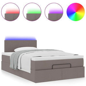 Οθωμανικό κρεβάτι με στρώμα & LEDs Taupe 120x190cm ύφασμα