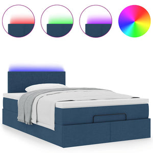 Οθωμανικό κρεβάτι με στρώμα & LEDs Μπλε 120x190cm ύφασμα - Pakobazaar